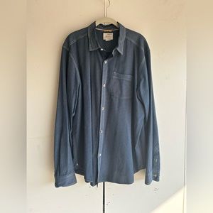 Koto long sleeve button up blue size XL 100% cotton contrast stitch